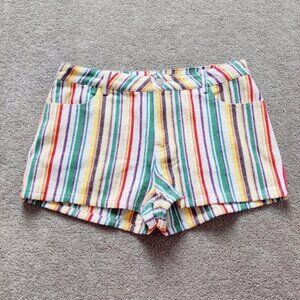 Le Lis Womens Rainbow Striped Jean Shorts Size Medium  Retro Cotton